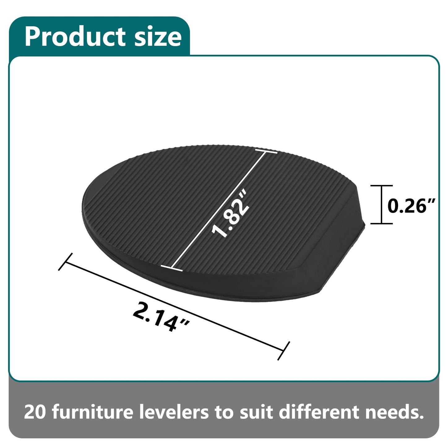 Jayen Rubber Shims 20 Pack – Non-Slip Furniture Levelers & Stackable Wedges for Tables, Toilets, Appliances & More – DIY Home Improvement, Black