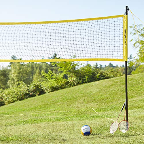Outdoor Volleyball and Badminton Combo Set with Poles & Carry Bag