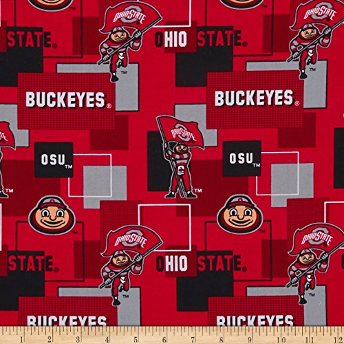 Ohio State University Cotton Fabric by the Yard - Red/Black