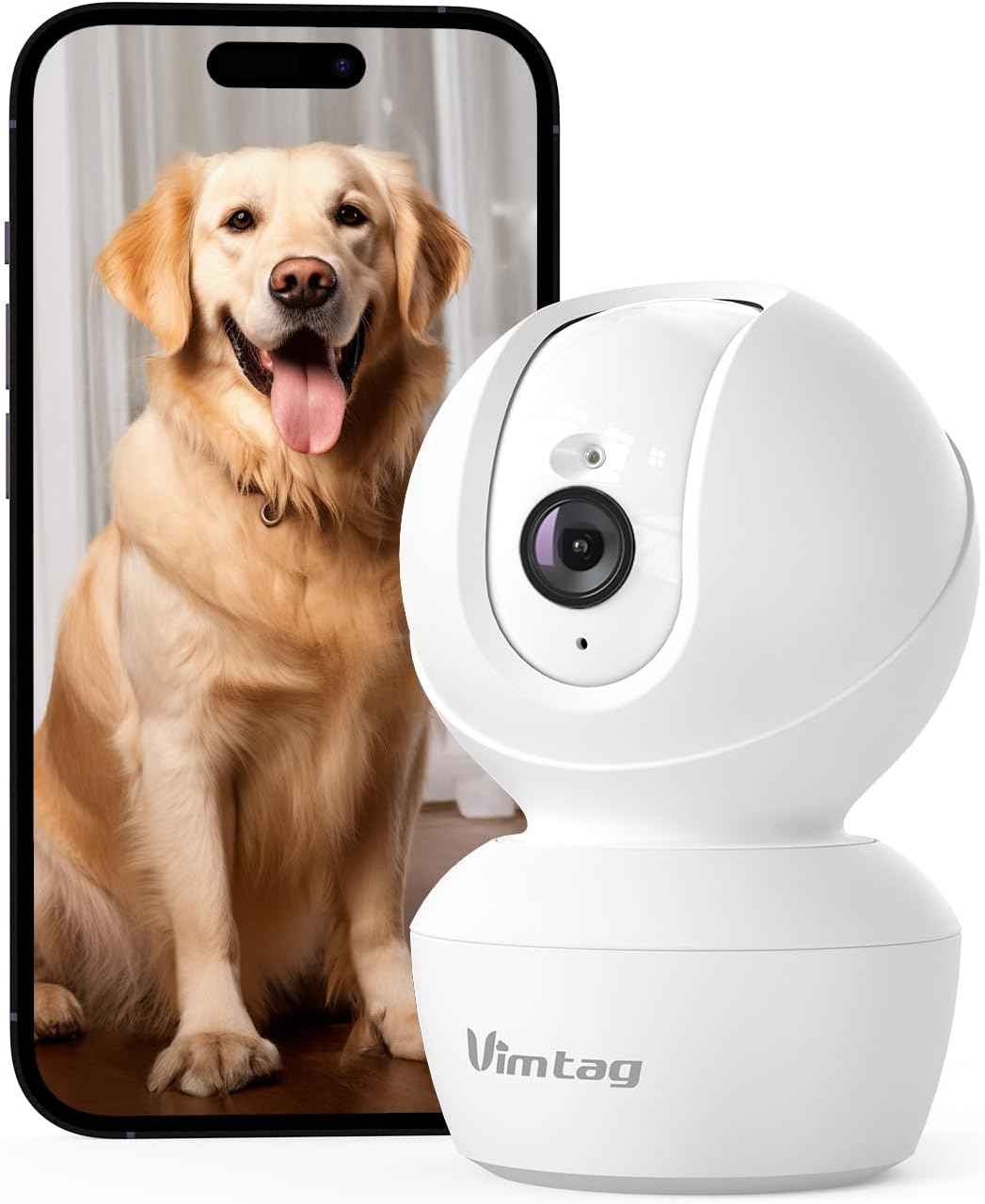 VIMTAG 2.5K Indoor Security Camera with 360° Pan & 2-Way Audio - Pet & Baby Monitor with AI Detection & Night Vision