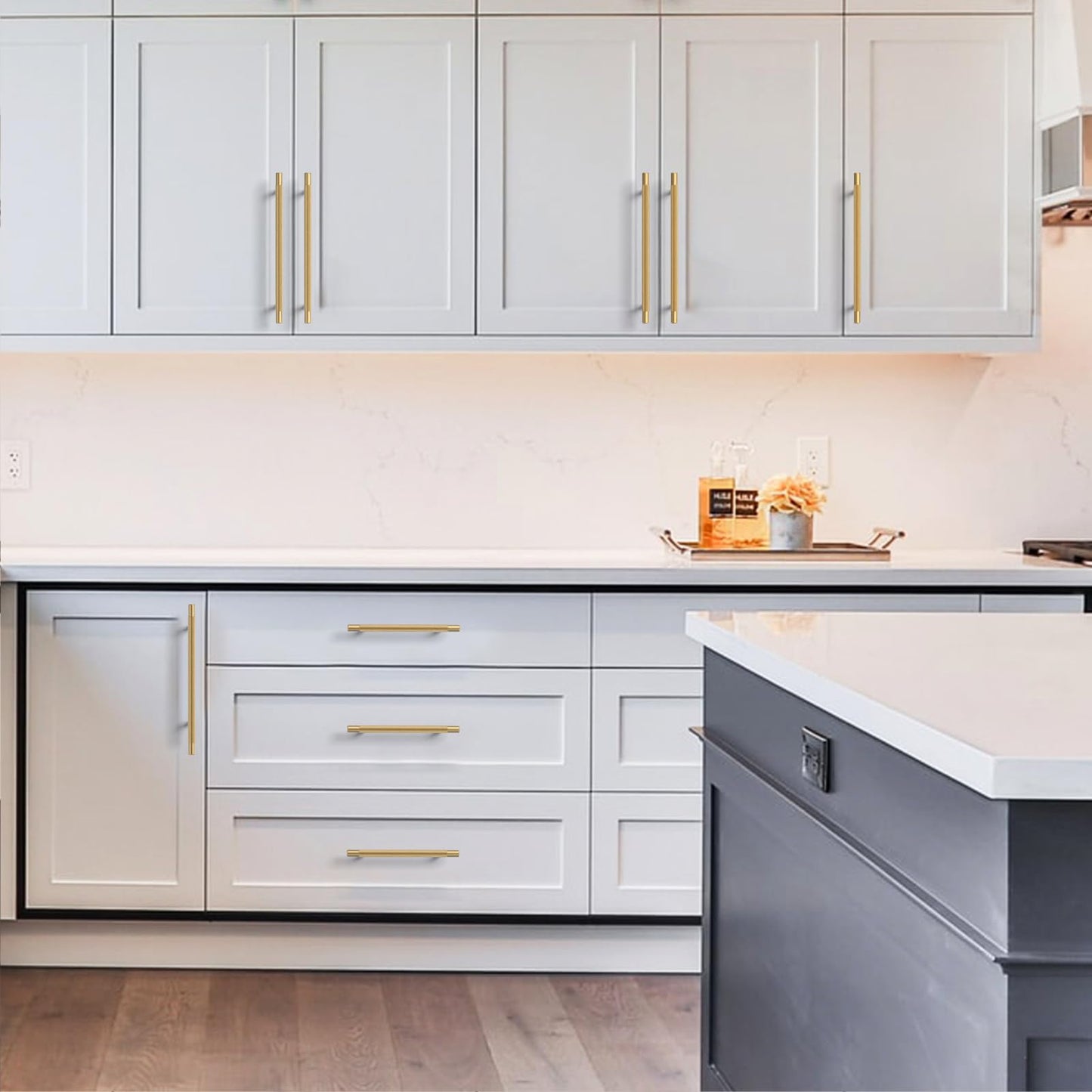 Amerdeco 10 Pack Champagne Bronze Knurled Cabinet Pulls 10 Inch Hole Centers Kitchen Cabinet Handles Hardware Kitchen Handles for Cabinets Handles IH0006