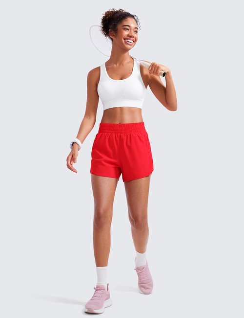 CRZ YOGA Dolphin Athletic Shorts - High Waisted Quick Dry for Running & Gym | 3" Length