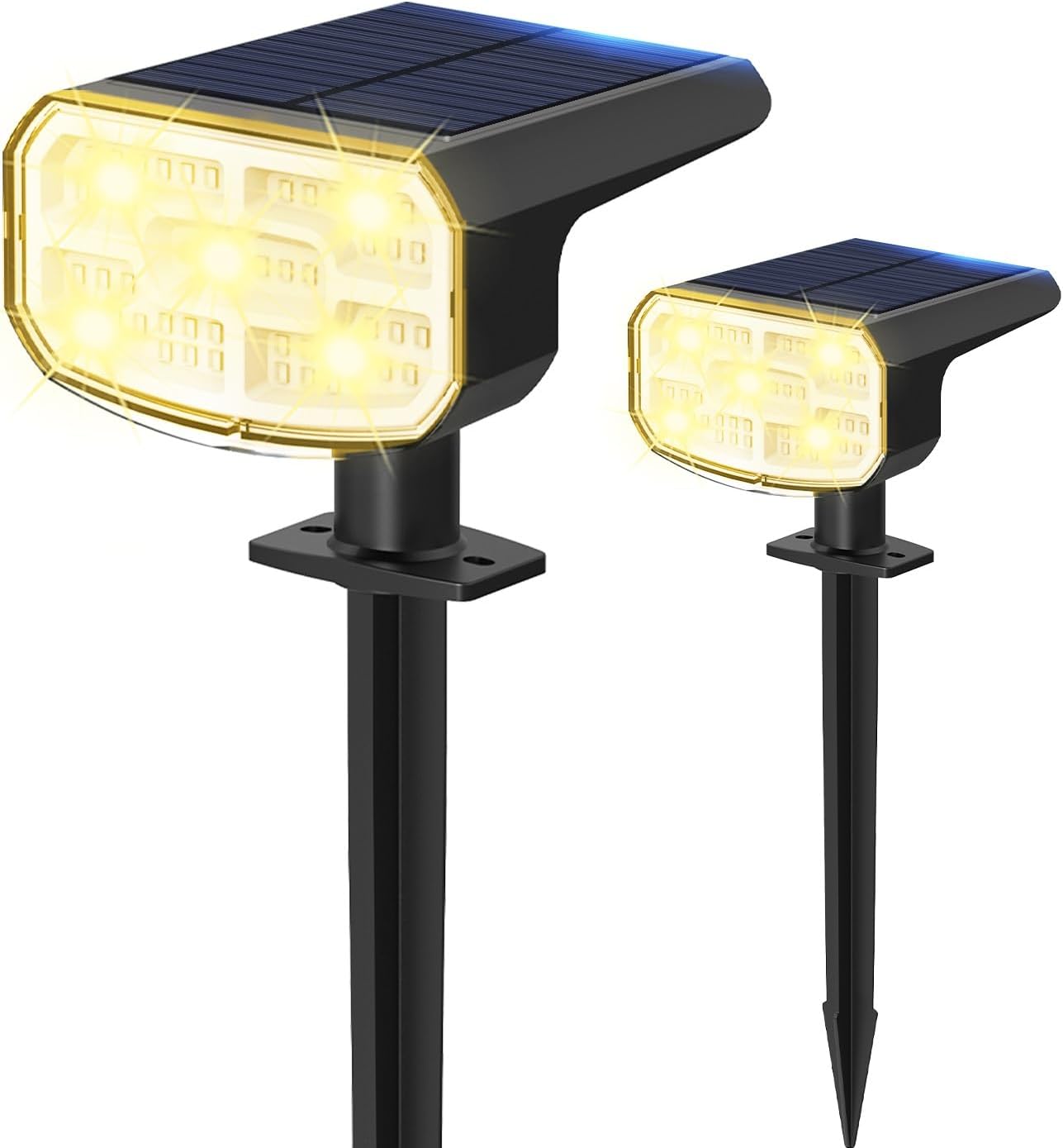 Super Bright Solar Spot Lights - 6 Pack, Waterproof IP65, 2 Color Temperatures, 4 Modes for Outdoor Landscape