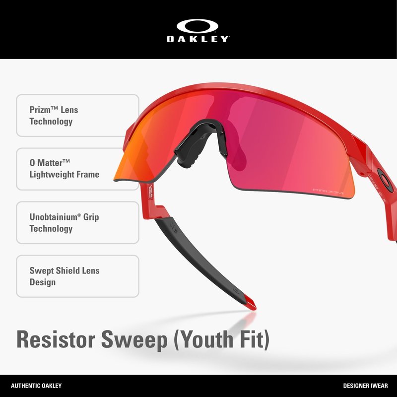 Oakley Resistor Sweep OJ9015 901508 28MM Redline/Prizm Field Rectangle Junior Sunglasses for Boys for Girls