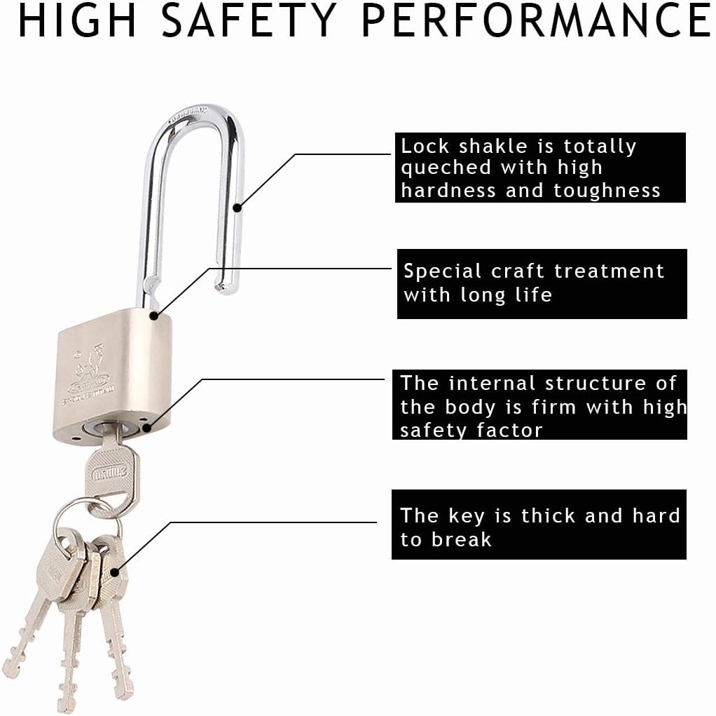 Locks with Keys 4 Pack, Katfort 1-9/16-inch(40mm) Padlock, Long Shackle Padlock with Multiple Keys for Indoor Outdoor