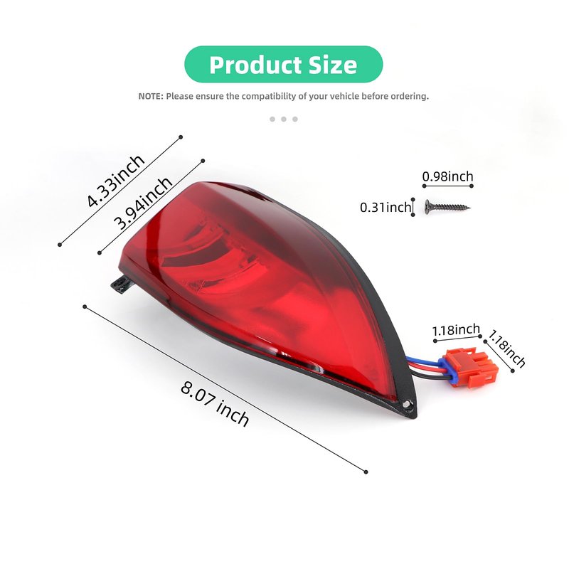 DIYOLFALL Golf Cart LED Taillight for Club Car Precedent 2004 Up and Tempo 2018 Up Models Replacement Driver and Passenger Lights 12V 3 Wires