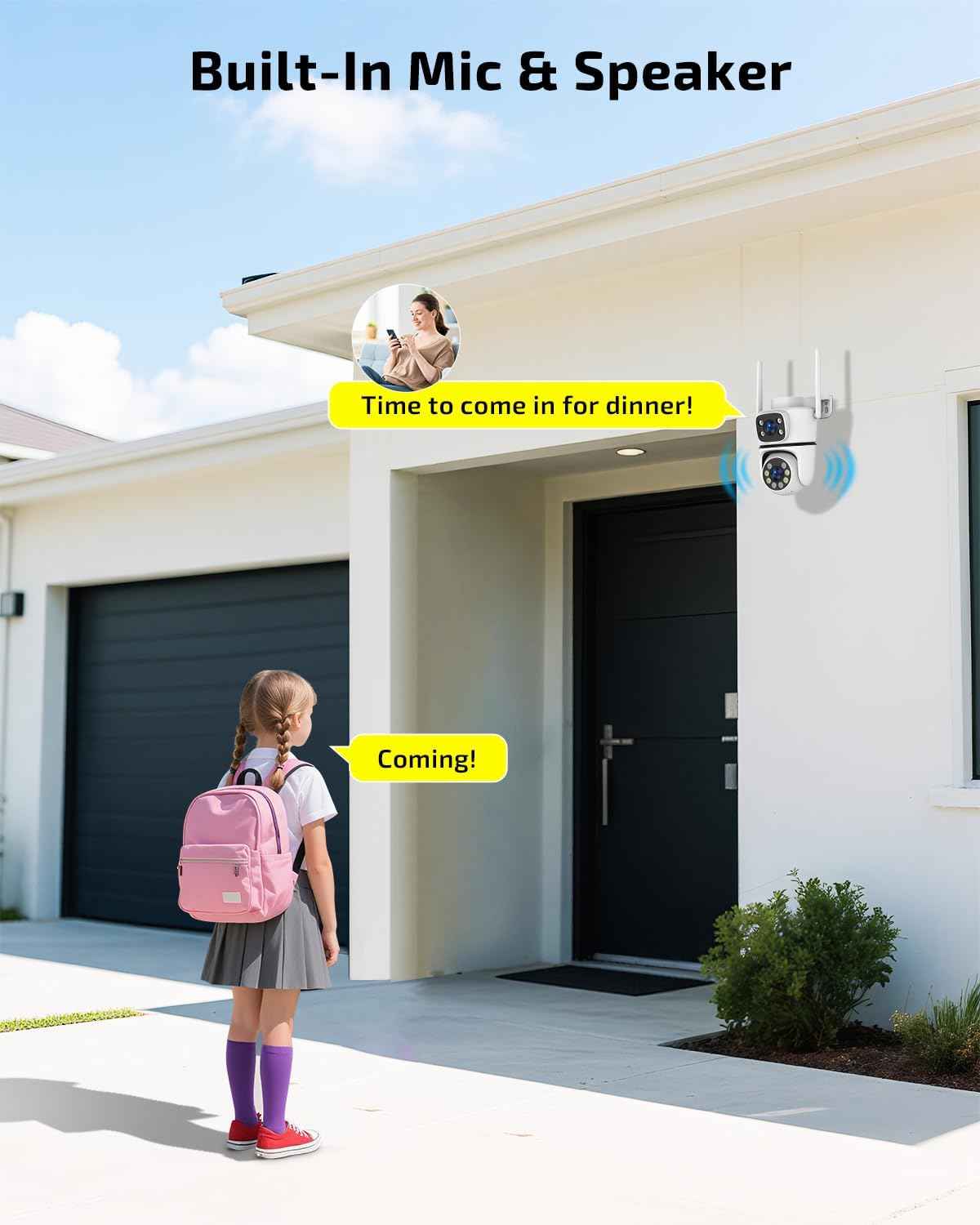 5MP Dual Lens Wireless Outdoor Security Camera - 2.4G/5G PTZ with Auto Motion Tracking