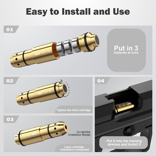 9mm Laser Training Cartridge Kit - Mute Mode Dry Fire System with Rechargeable Electronic Target