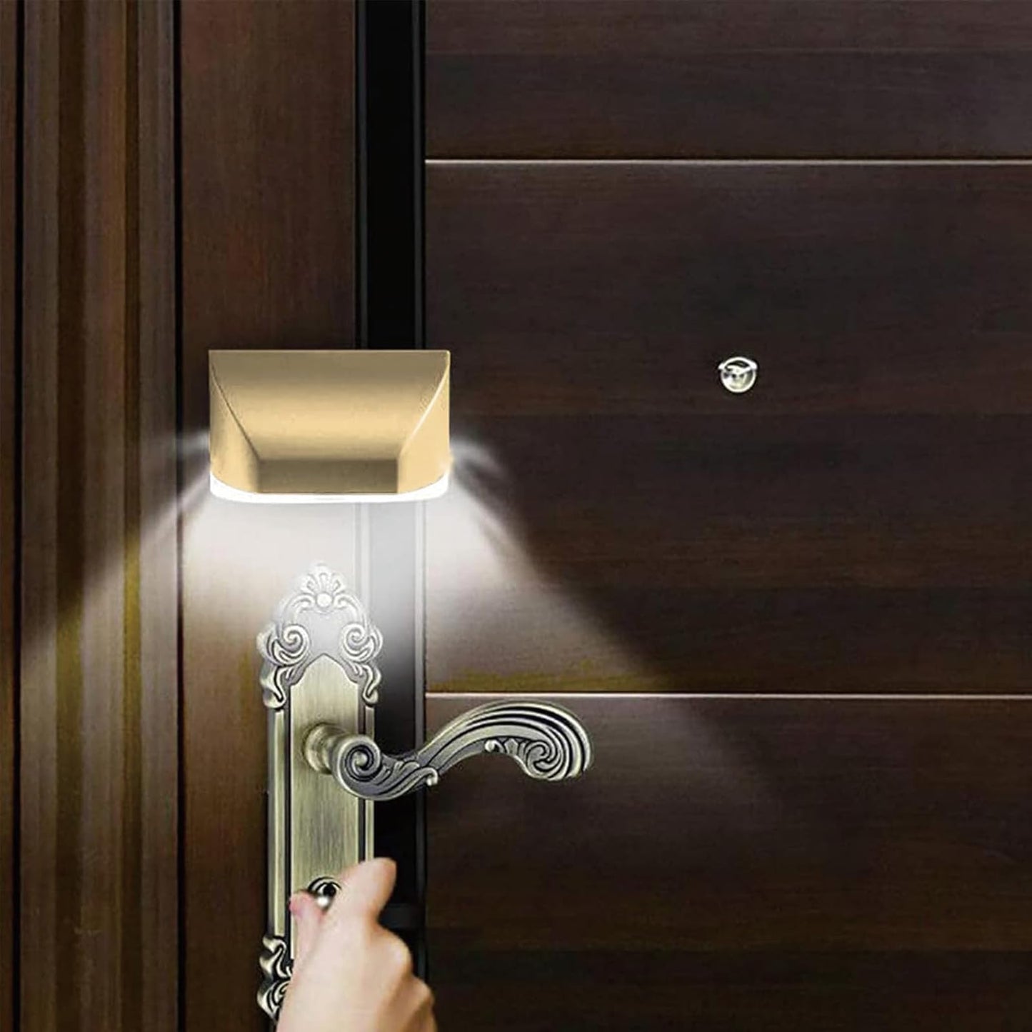 Home Keyhole Light by Battery Operated Auto Sensor Motion Detector Light with 4 LED lamp for Key Hole/Door Lock Kitchen Hallway Stairway (Gold)