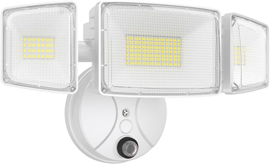 100W Dusk to Dawn LED Outdoor Flood Light - 11000LM Waterproof Security Light with 3 Heads Photocell for Garage & Yard