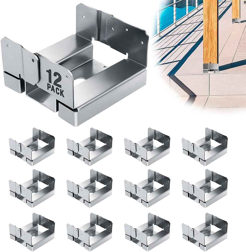 Heavy-Duty 6-Pack 6x6 Post Base Anchors - Adjustable Galvanized Bracket Kit for Decks & Patios