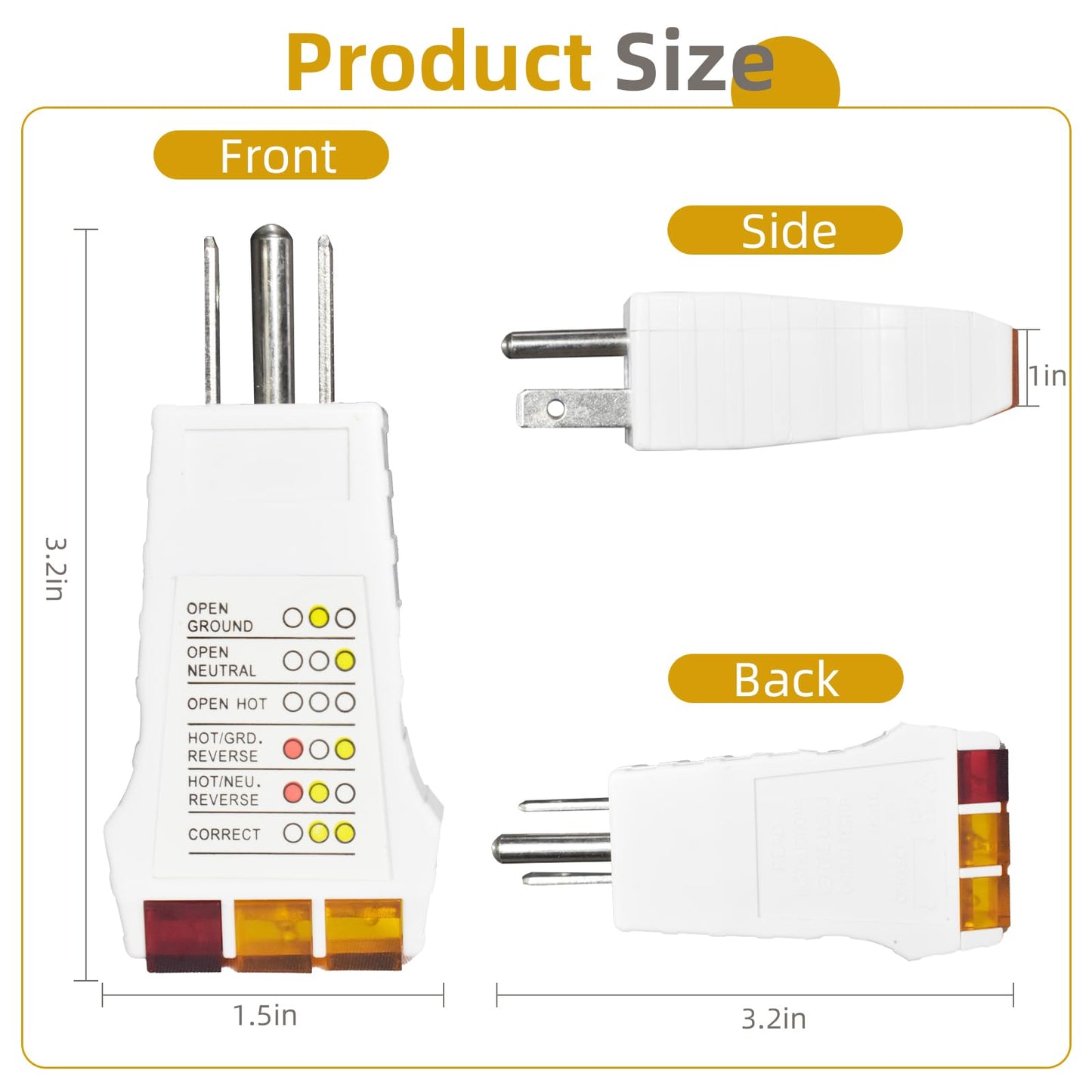 Outlet Tester, Circuit Tester for Grounding Products, Electric Outlet Tester Plug in, Socket Tester for North American Outlets