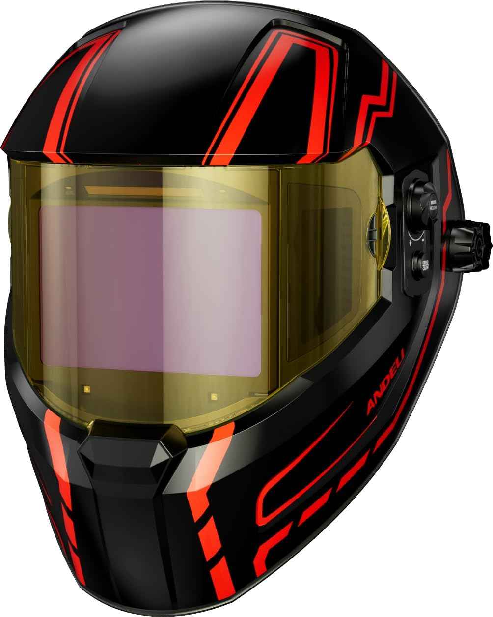 ANDELI Auto Darkening Welding Helmet - 180° Panoramic View, Solar & Rechargeable, True Color Shade 4/5-9/9-13