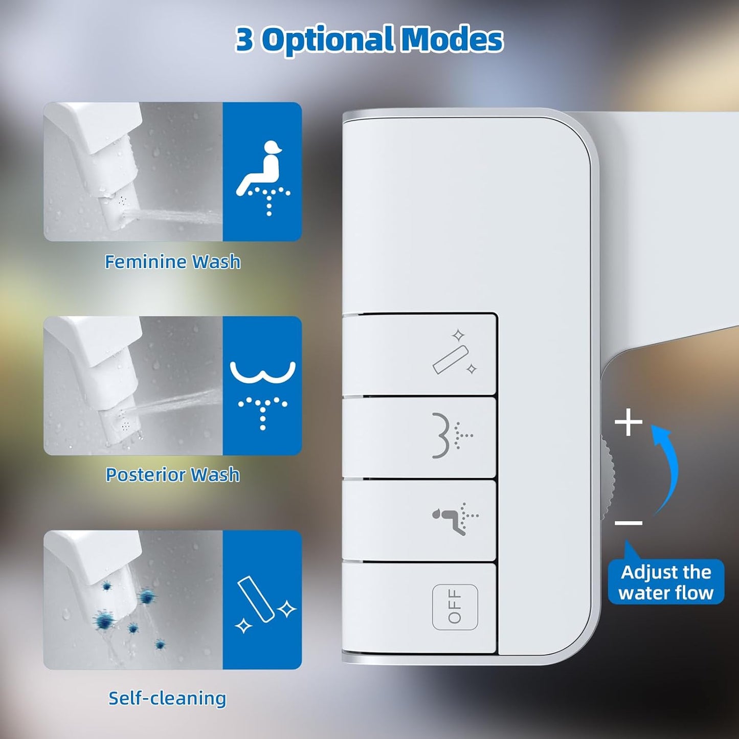 Bidet Attachment for Toilet - Non-Electric Dual Nozzle, Adjustable Water Pressure, Self-Cleaning, White