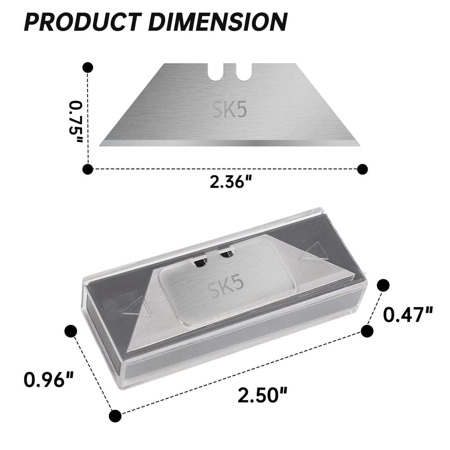 Utility Knife Blades for Gerber Utility Knife, 20 Pack Replacement Blades, Durable SK5 Steel Heavy Duty Box Cutter, Non-Rusting with Plastic Case, for Most Standard Utility Knives