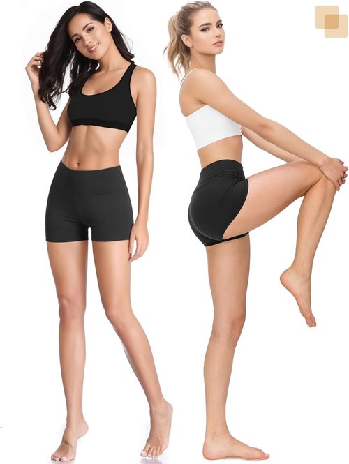 Buauty Women's High Waisted Biker Shorts - Tummy Control Spandex for Gym & Yoga | 2.5" Length