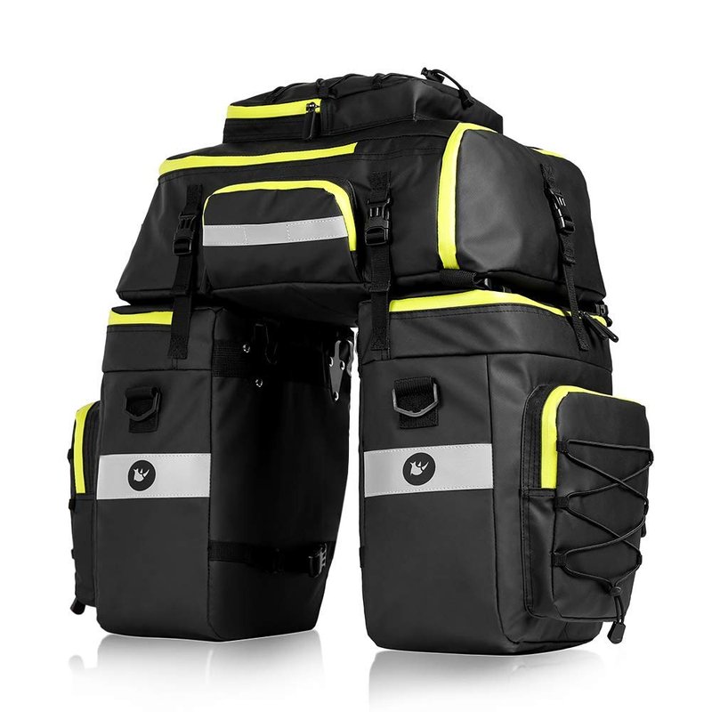 Rhinowalk Bike Bag Bike Pannier Bag Set, for Bicycle Cargo Rack Saddle Bag Shoulder Bag Laptop Pannier Rack Bicycle Bag Professional Cycling Accessories 3 in 1-Green