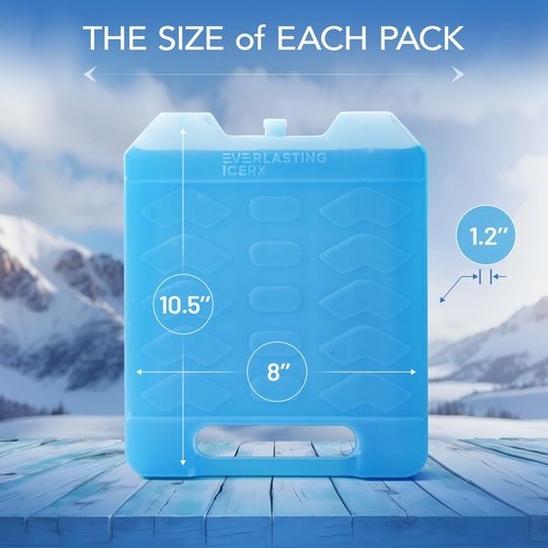 Everlasting Ice RX Large Reusable Ice Packs - BPA Free Freezer Packs for Extended Cooling | 4 Pack for Camping, Fishing, Beach
