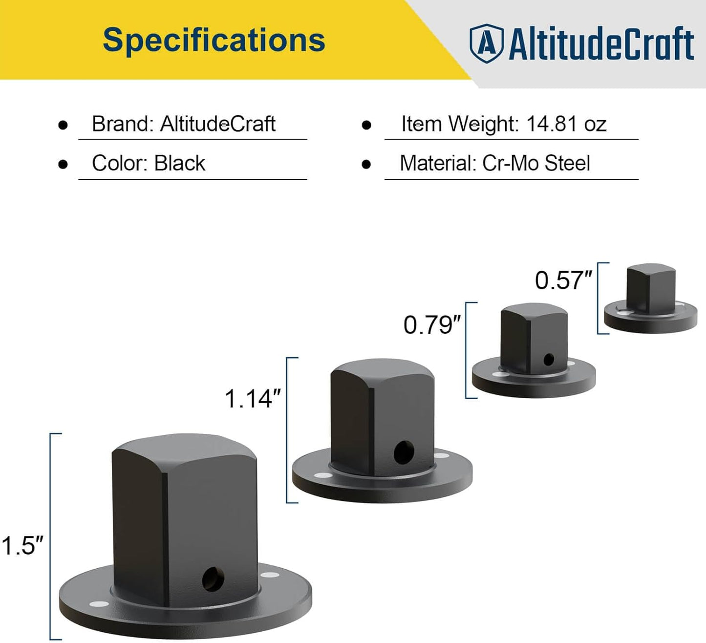 Low Profile Impact Socket Adapter Set - 4PC Drive Ratchet Adapters for Tight Spaces, 3/8" to 1/2", 1/4" to 3/8", 3/4" to 1", 1/2" to 3/4"