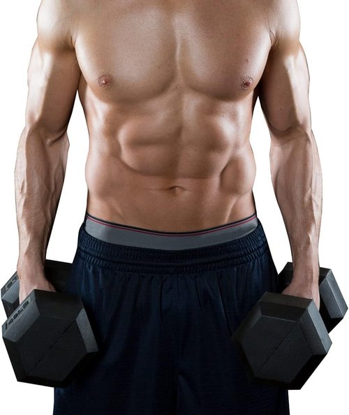 Hex | Rubber Coated Cast Iron Dumbbells - Versatile Black Free Weights for Home Workouts