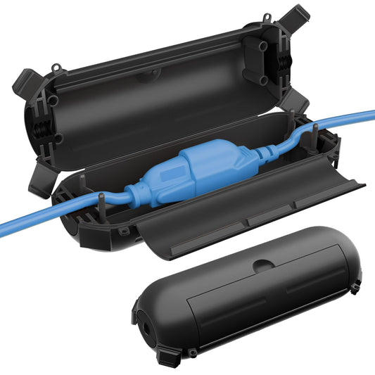 QUOBAS 2 Pack Small Outdoor Extension Cord Cover, Waterproof Electrical Box for Outdoor Outlets, Plugs, Holiday Christmas Lights, Power Tools,Black