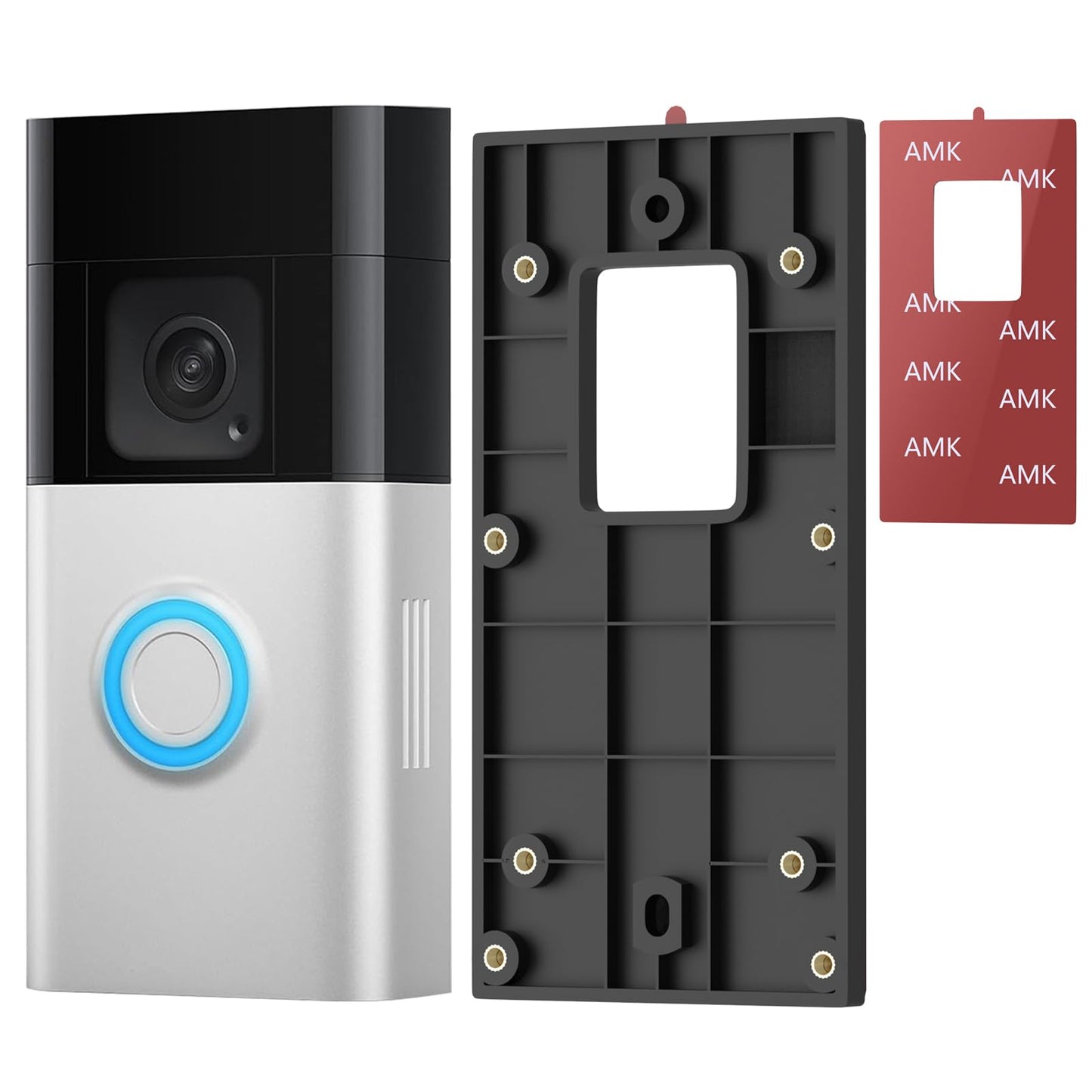 No Drill Doorbell Mount Compatible with Ring Battery Doorbell Plus/Pro/1/2/3/3 Plus/4/(2020 Release), Doorbell Holder Accessories for Houses Apartment Door with A Spare Adhesive