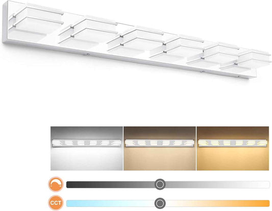 LED Chrome 3-Light Dimmable Bathroom Vanity Light Fixture - Modern Acrylic & Stainless Steel Over Mirror Lighting