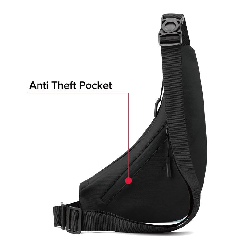 Small Sling Shoulder Crossbody Bag Men Women, Lightweight Anti-theft One Strap Casual Chest Bag Slim Backpack for Outdoor Walking Trip Hiking Biking Black
