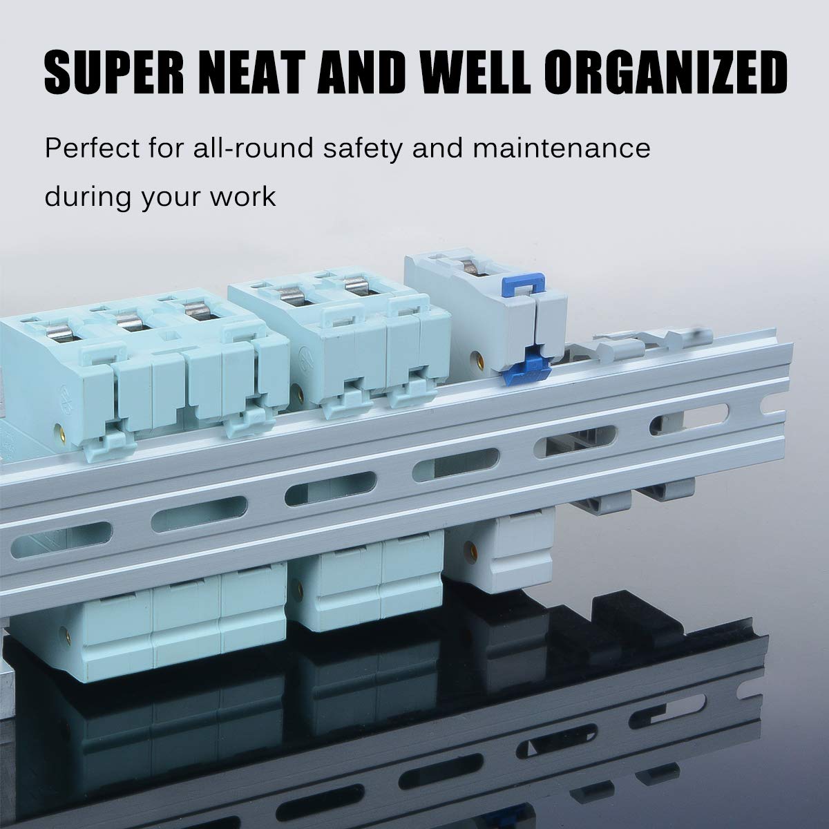 VAMRONE 12 Piece Aluminum DIN Rails, 8 Inches Long, 35mm Wide, 7.5mm High, Top Hat Slotted DIN Rail with RoHS, Extra Premium Screws Included for Hardware Components Mounting