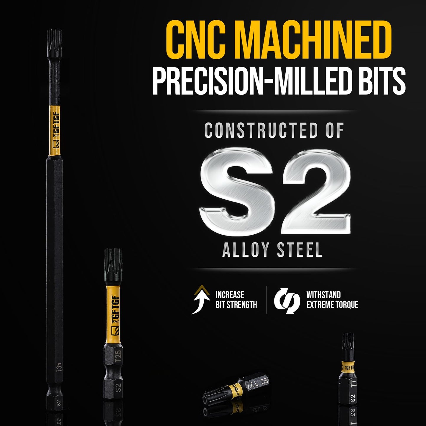 TGFTGF Impact Torx Bit Set 13PCS (TT7-TT40), 2” S2 Steel Security Torx, Tamper Proof Torque Star Bit Set with Magnetic CNC Machined Tips, Impact Screwdriver Bits with Storage Case