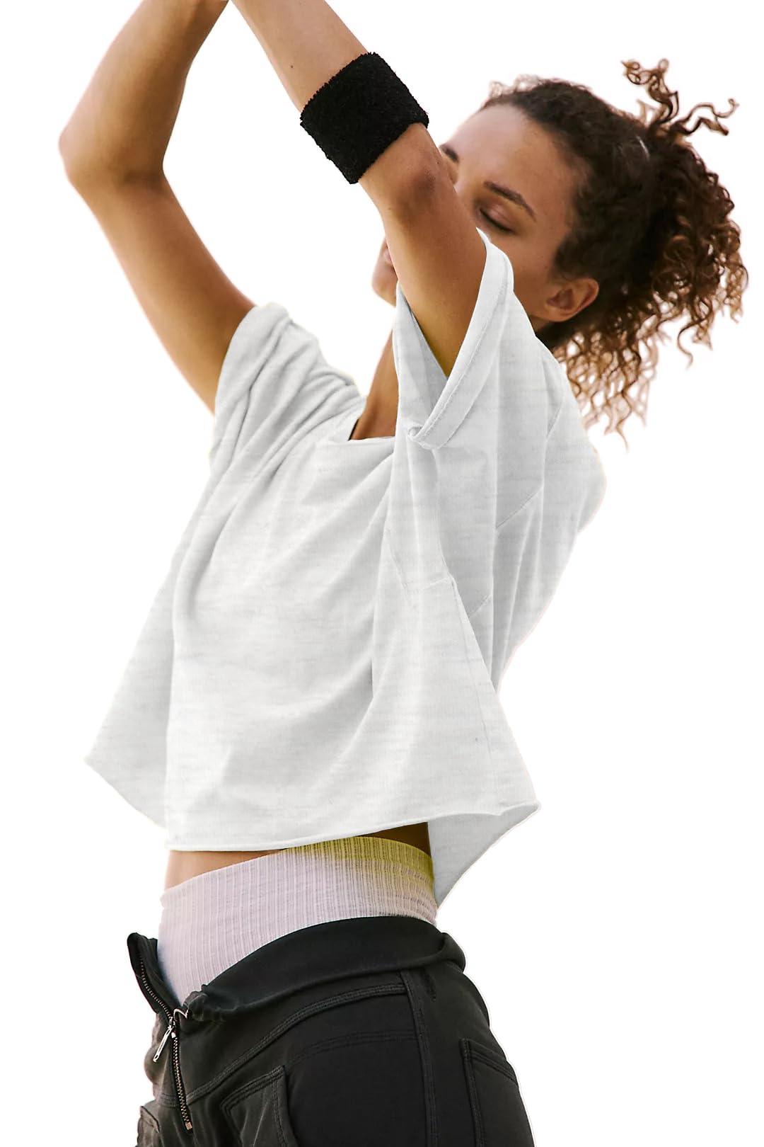 Trendy Solid Short Sleeve Long Crop Tops for Women Loose Ribbed Summer Womens Tops Casual Flowy Stretch Cotton Tees Athletic Running Yoga Sport Workout Tshirts Shirts for Teen Girls Light Grey S
