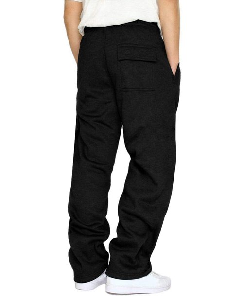 A WATERWANG Men's Fleece Sweatpants Casual Joggers Cotton Loose Fit Open Bottom Athletic Sweat Pants for Men with Pockets Black X-Large