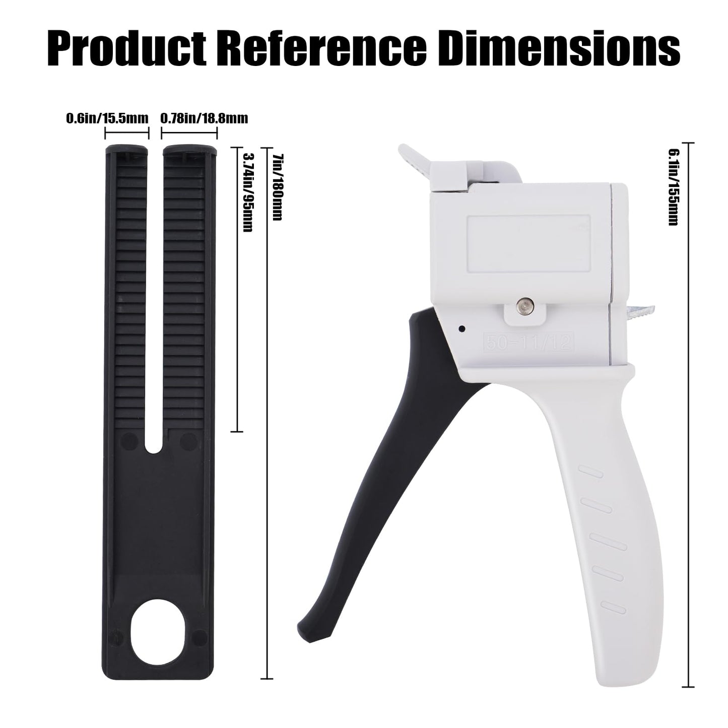 Zihvfzu Dispensing Gun Kit, 50ml 1:1/1:2 Ratio Manual Epoxy Mixing Dispensing AB Gun, Used For Extruding two-component Adhesive with a Specification of 50ml, Static Mixer Nozzles Included