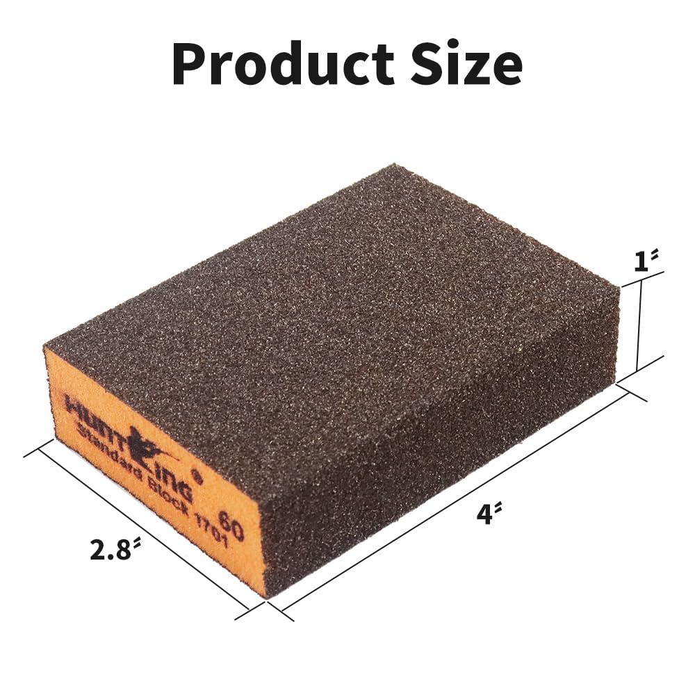 Huntking 6 Pack Sanding Sponge Sanding Block 36/60/100/120/180/220 Grit Sandpaper Assortment Hand Sander Sponges-Wet and Dry Sandpaper for Wood Drywall Metal Glasses