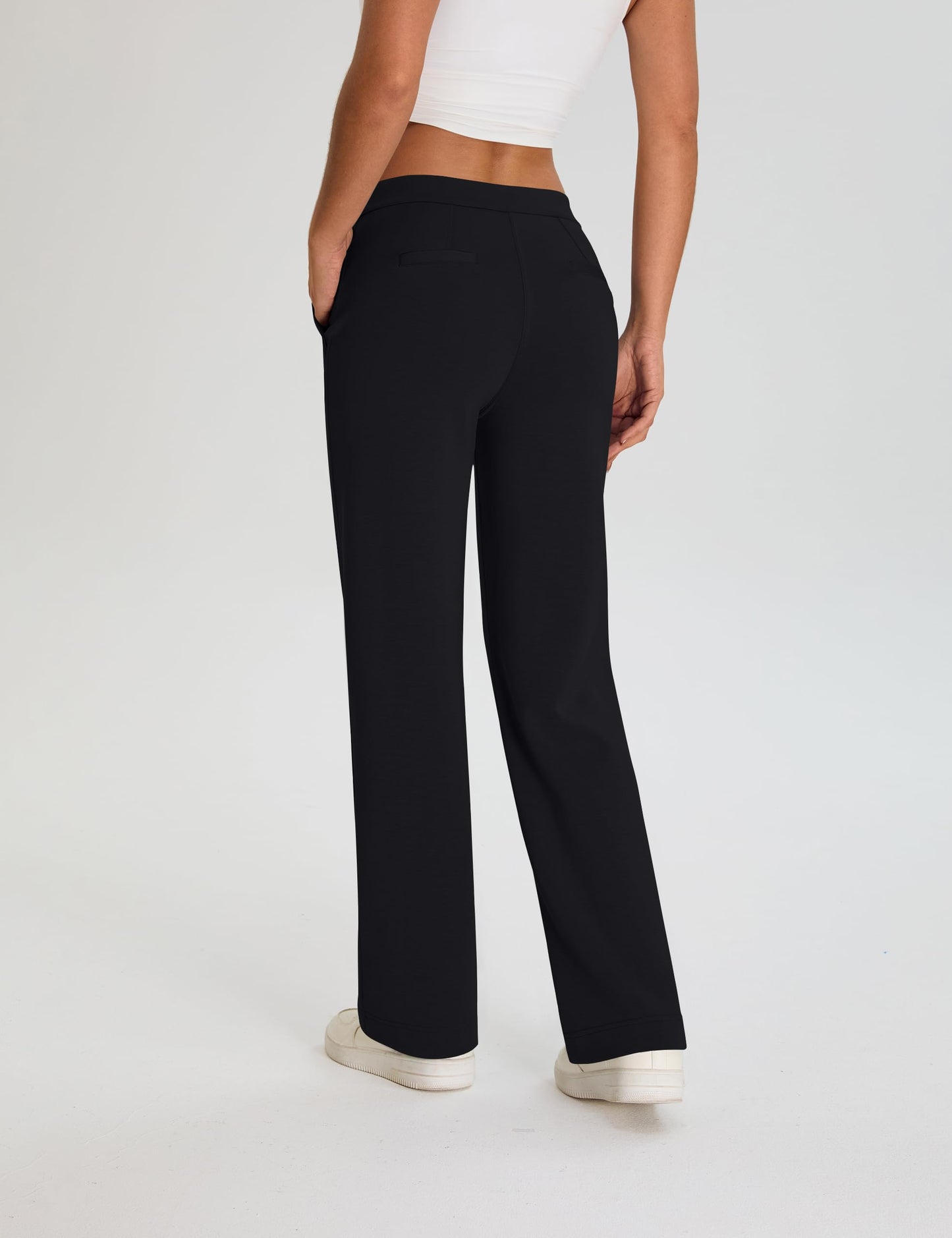 BMJL Women's Work Pants 32" High Waisted Casual Track Pant Yoga Travel Golf Joggers Pockets Slacks Fall Clothes (Large, Black)