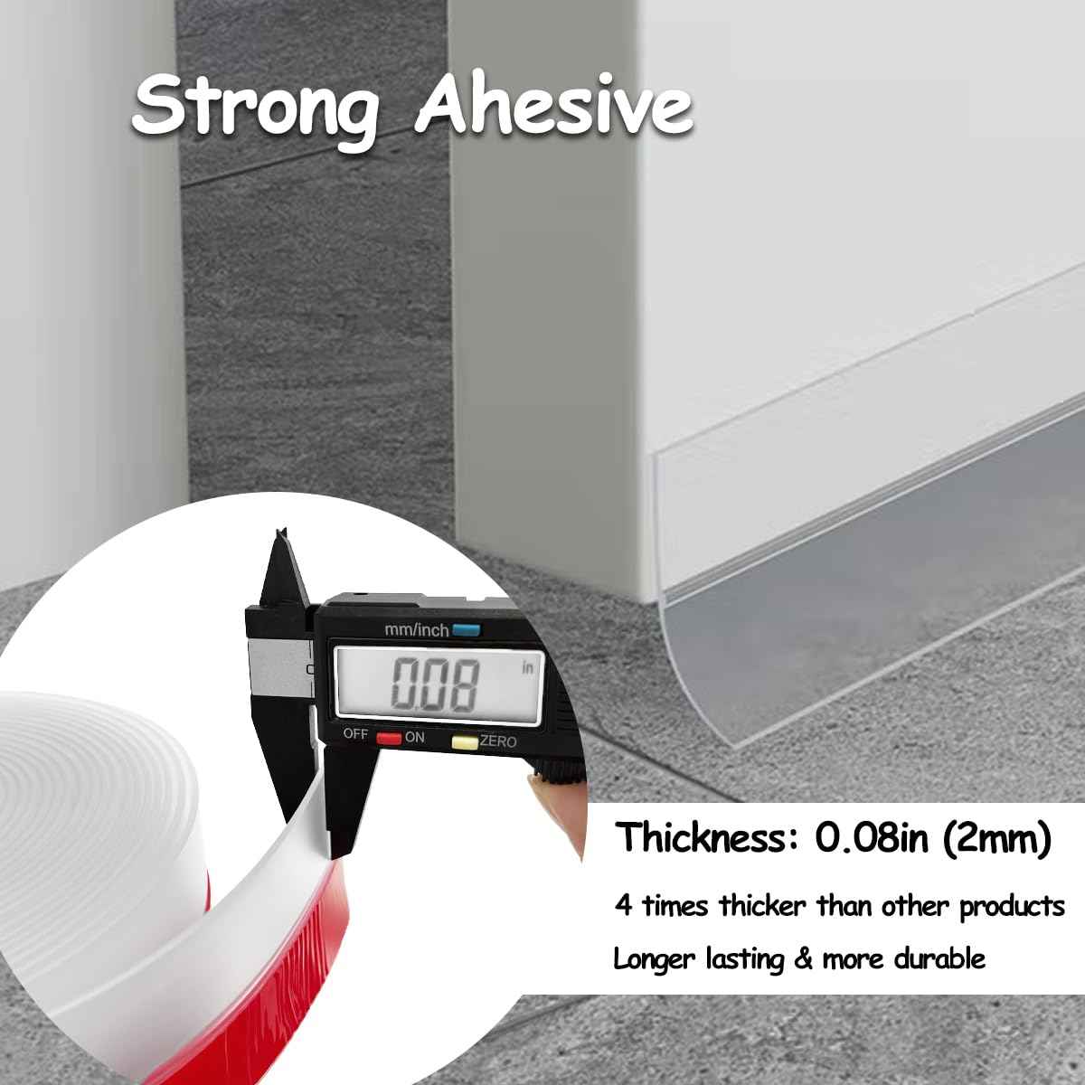 Silicone Weather Stripping, 2 inch (W) x 20 Ft (L) Door Draft Stopper Window Seal Strip for Gaps of Door & Windows, Garage Door Under Bottom, Sealing Tape Shower Doors Sweep, Transparent