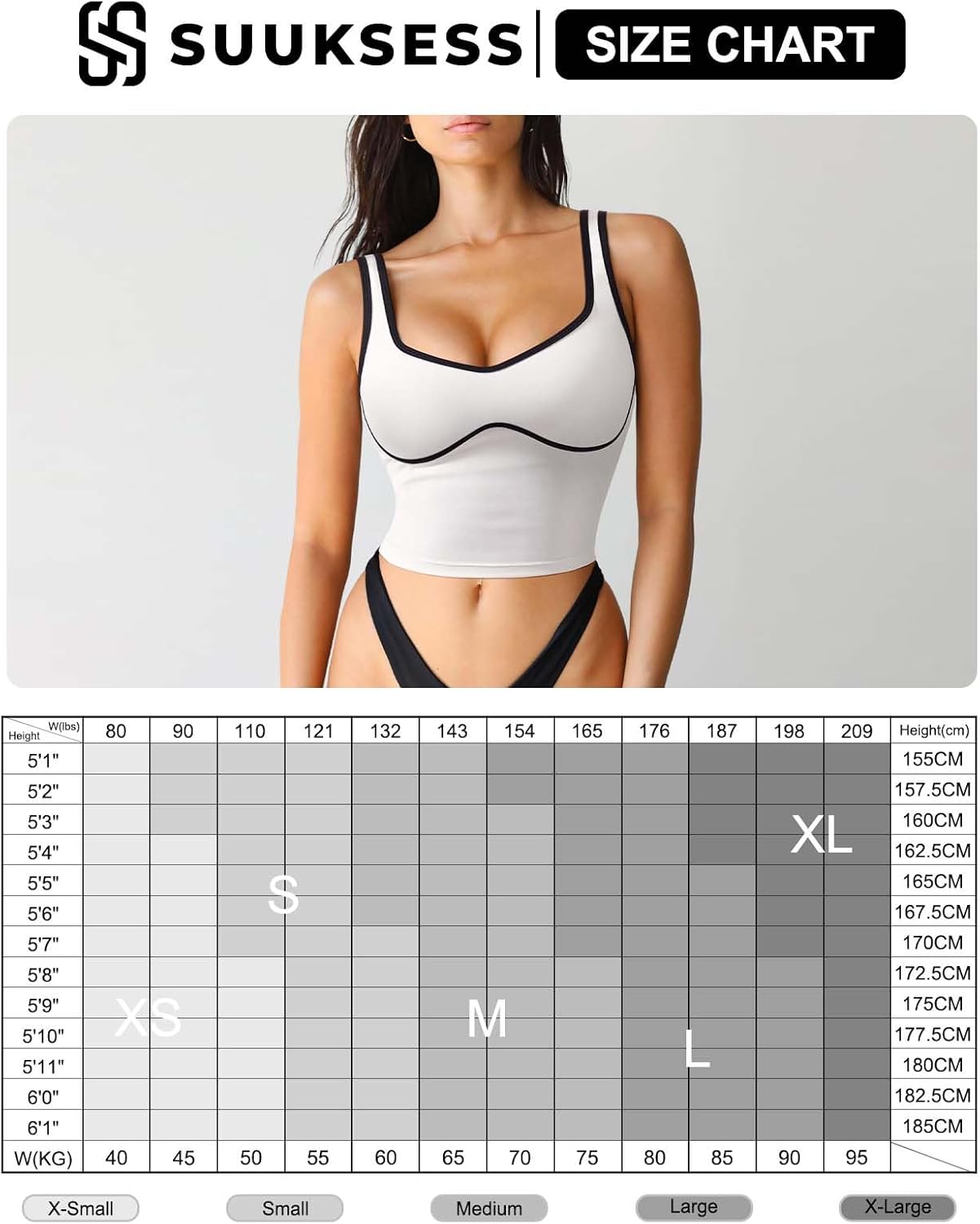 SUUKSESS Sports Bra - Sweetheart Neckline Padded Longline Crop Top for Women | Comfortable Workout Wear