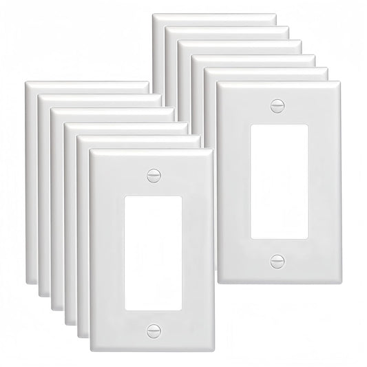 Decora GFCI Device Wallplate,Decorator Light Switch or Receptacle Outlet Wall Plate, Standard Size 1-Gang 4.50" x 2.76",Unbreakable Polycarbonate Thermoplastic,UL Listed (12 Pack, Glossy White)