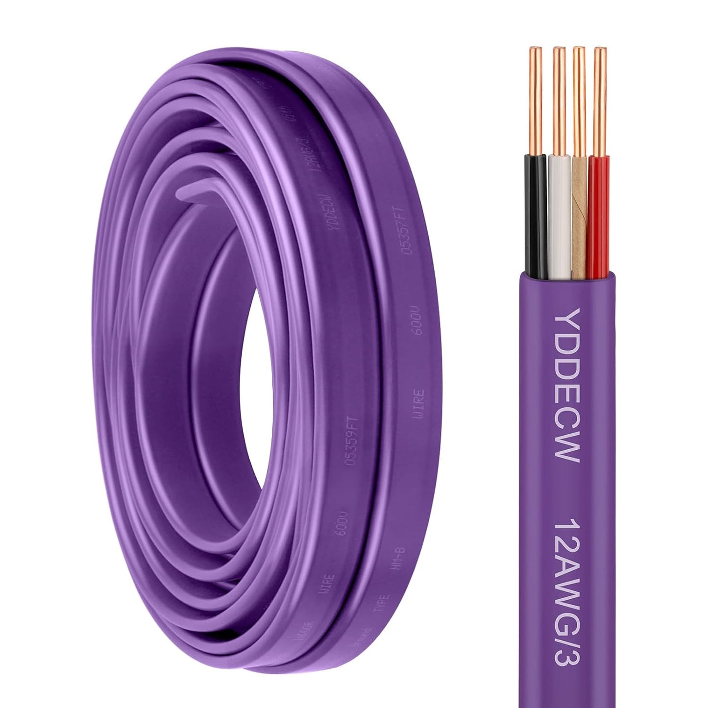 14 Gauge NM-B Wire with Ground - 50FT Pure Copper Indoor Electrical Cable for Outlets & Switches