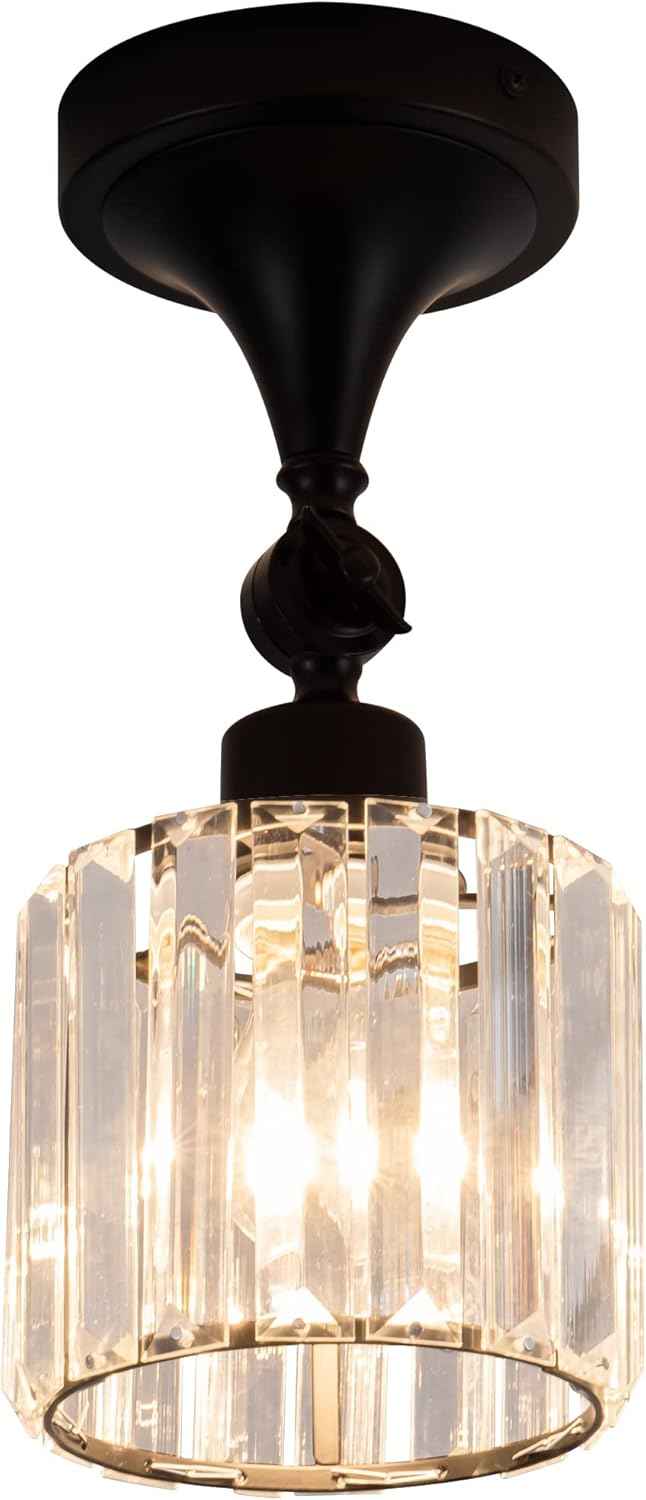 Brushed Nickel 3-Light Flush Mount Ceiling Light Fixture - Modern Geometric Design for Living Room, Kitchen, Dining Room, and Hallways