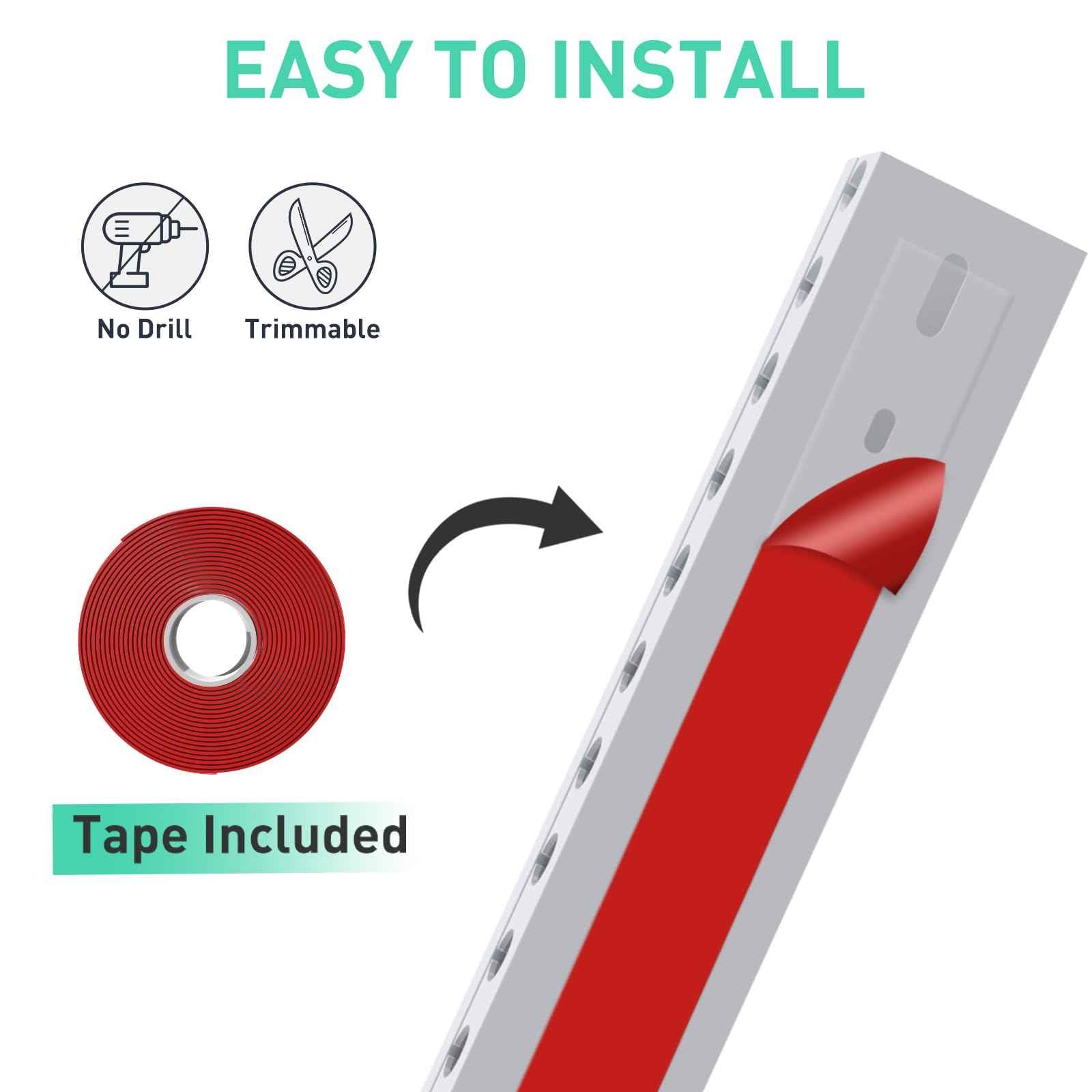 Updated White Cable Raceway Kit, 77 (5x15.5) inch Open Slot Wire Covers for Cords, Cable Management System to Hide Under Desk/TV/Computer/Net/Power Cords(Pack 5)