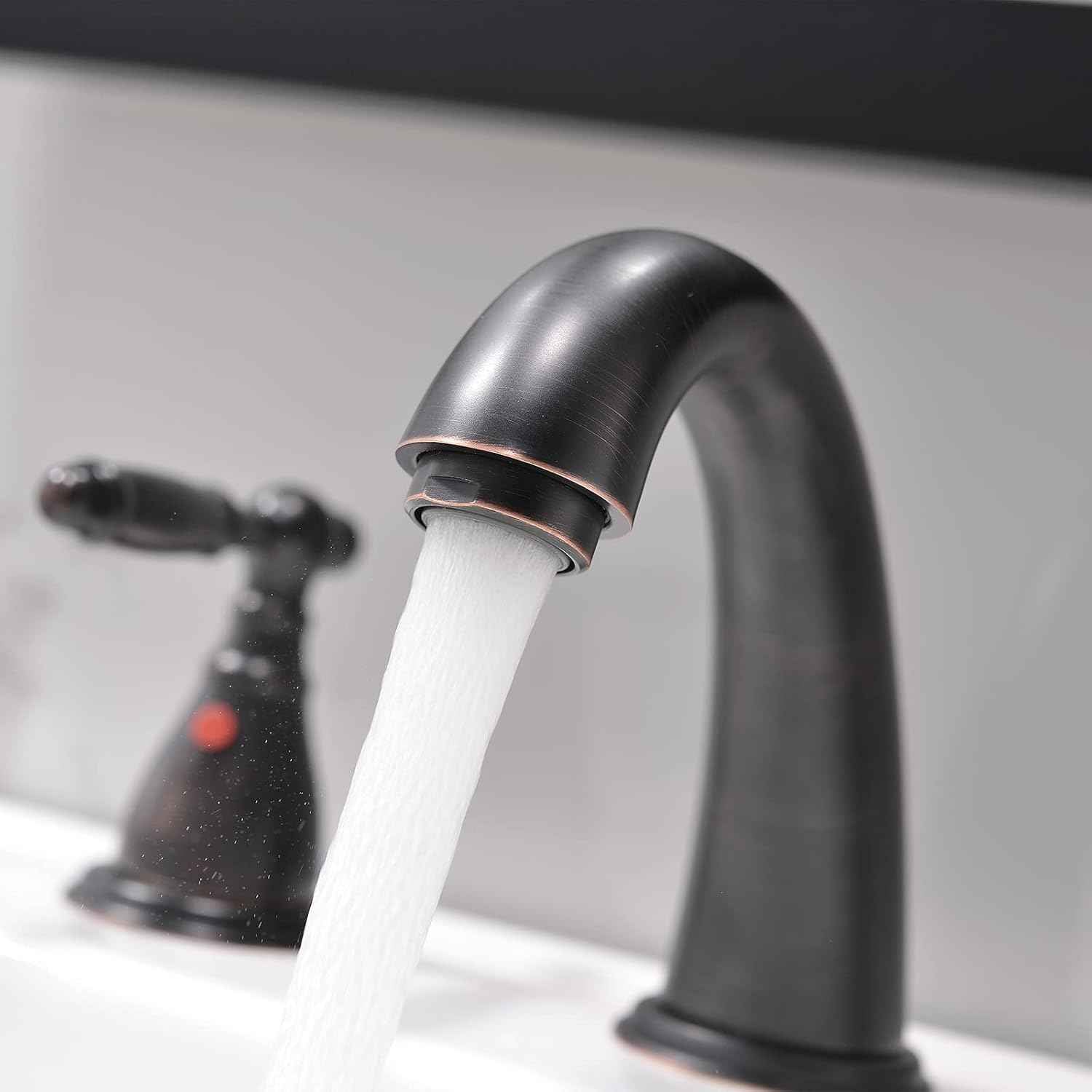 Phiestina 8-Inch Widespread Bathroom Faucet - Chrome, Lead-Free, Metal Pop-Up Drain, Model WF008-4-C