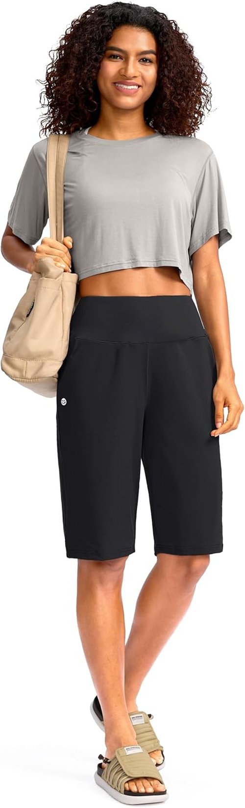 G Gradual Women's Bermuda Long Shorts - High Waisted, Stretchy, Knee-Length with Pockets | Perfect for Summer Walking