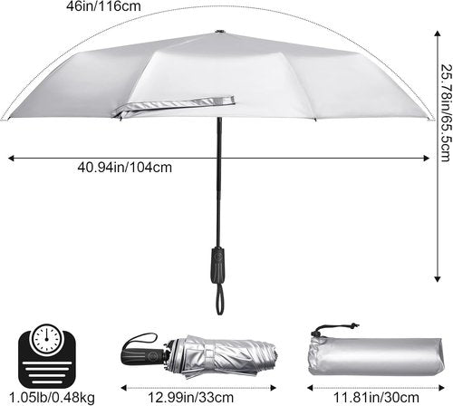 G4Free Large Travel Umbrella - UPF 50+ UV Protection, Windproof, 46 Inch, Auto Open/Close