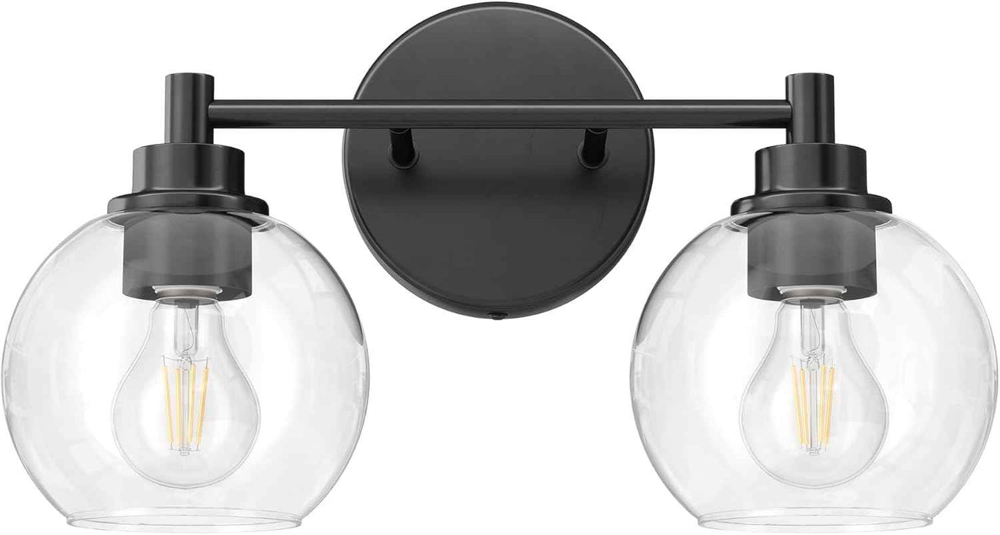 3-Light Vanity Bathroom Light Fixture with Globe Glass Shades - Brushed Nickel, ETL Certified