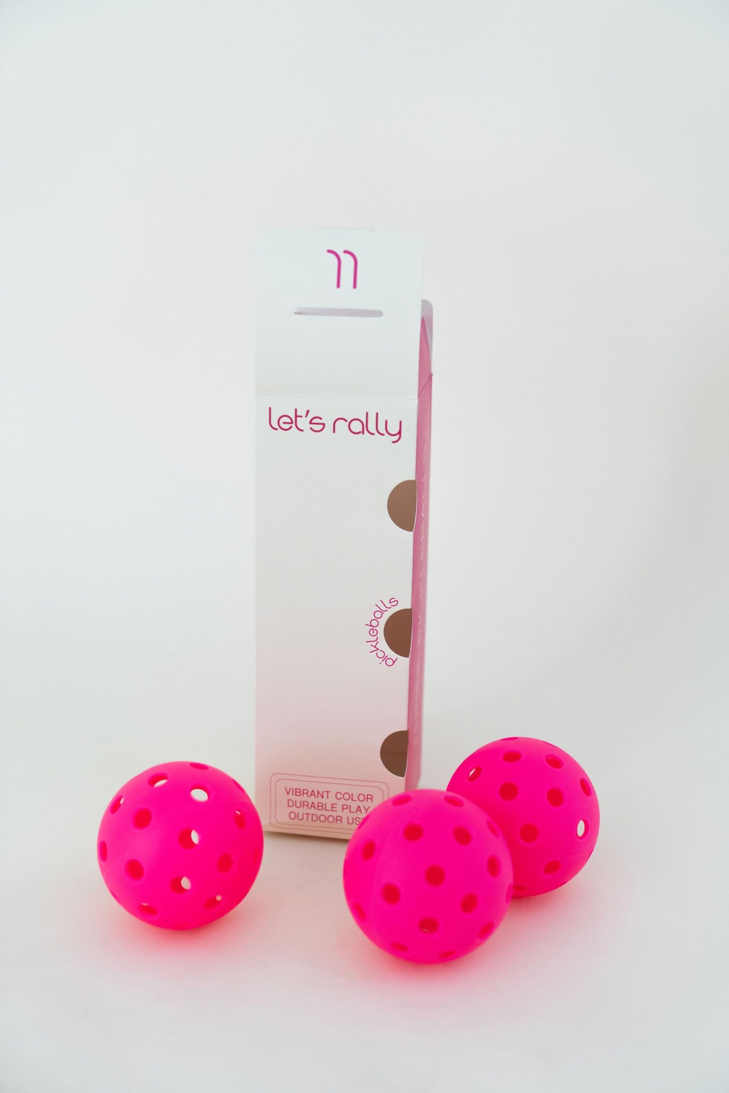 Let's Rally Pack of 3 Hot Pink Pickleball Balls – USAPA Approved, Durable Outdoor & Indoor Pickleball Balls with Precision Holes.