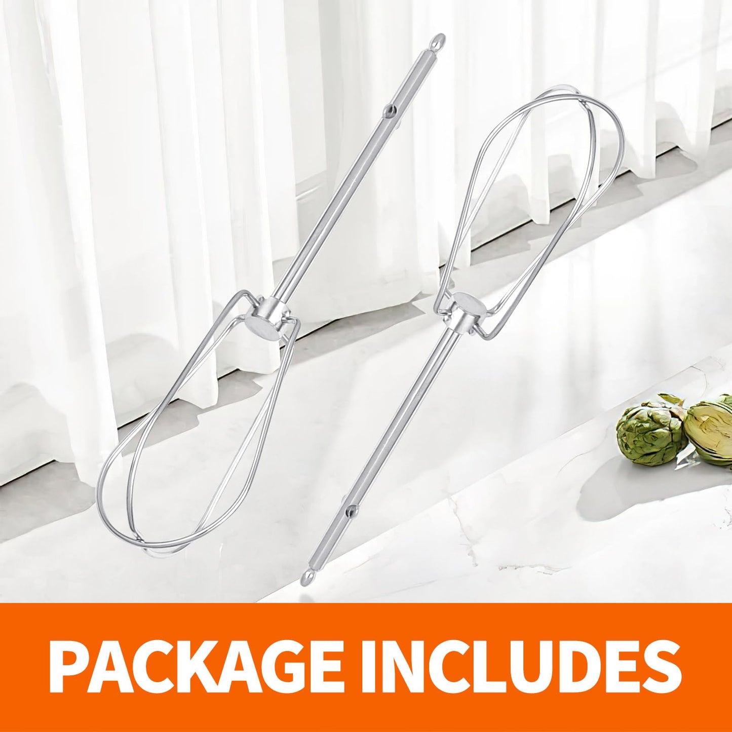 2 Pack Hand Mixer Attachments Beaters Compatible with BLACK and DECKER Electric Hand Held Mixer, Stainless Steel Replacement Parts, Beaters Electric Mixer Parts Accessories