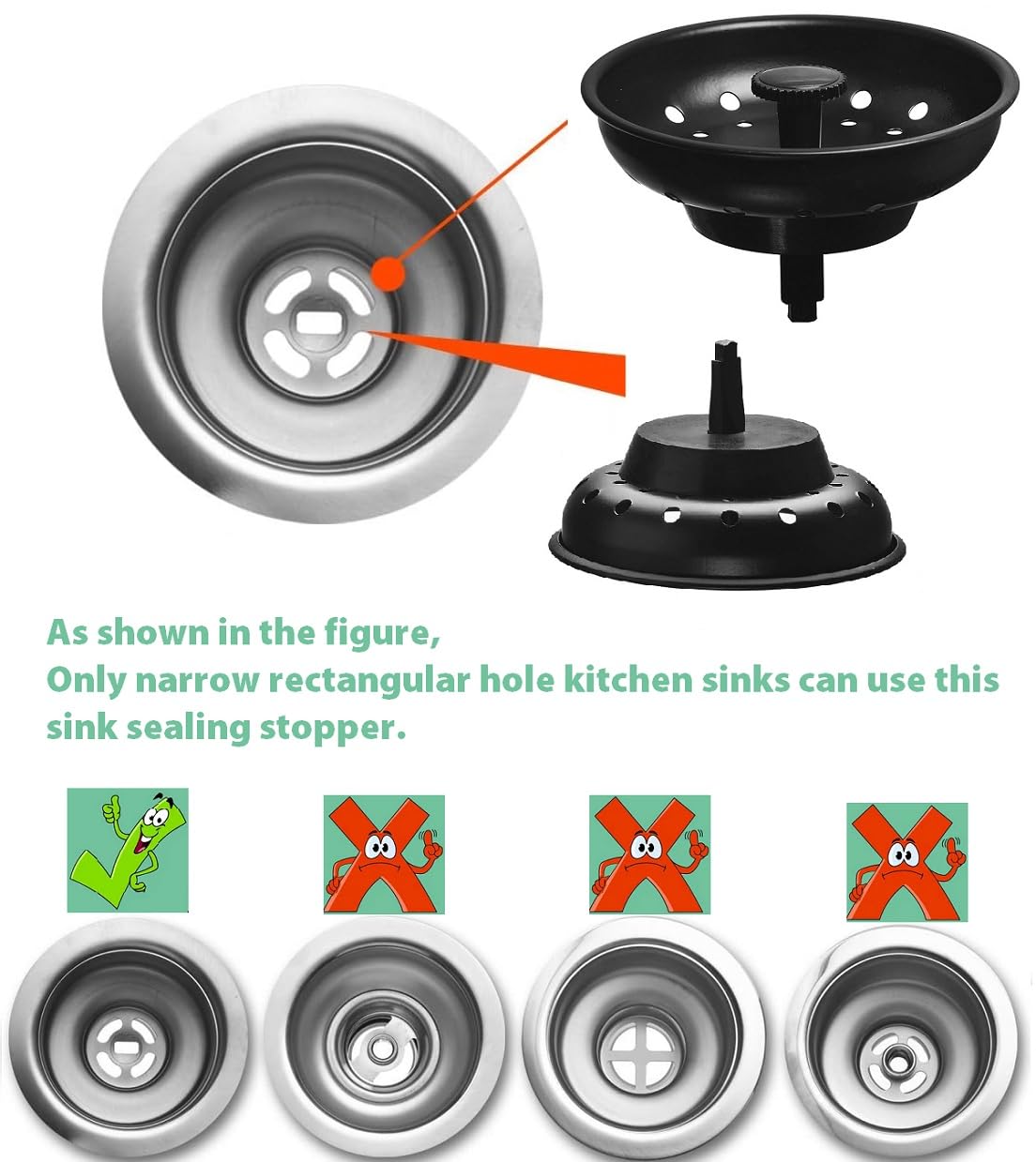 AJOMAN Kitchen Sink Drain Strainer Basket and Sink Drain Stopper, Sink Strainers for Kitchen Sink, Food Catcher(Matte Black, 4 Pieces Total)