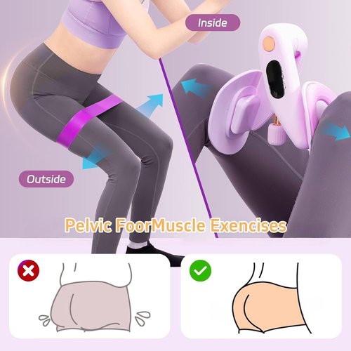 Upgraded Purple Inner Thigh Exerciser with LED Display, 0-70lb Adjustable Inner Thigh Exerciser, Pelvic Floor Muscle Trainer, 360°Hip Trainer for Women Postpartum Recovery (Purple)