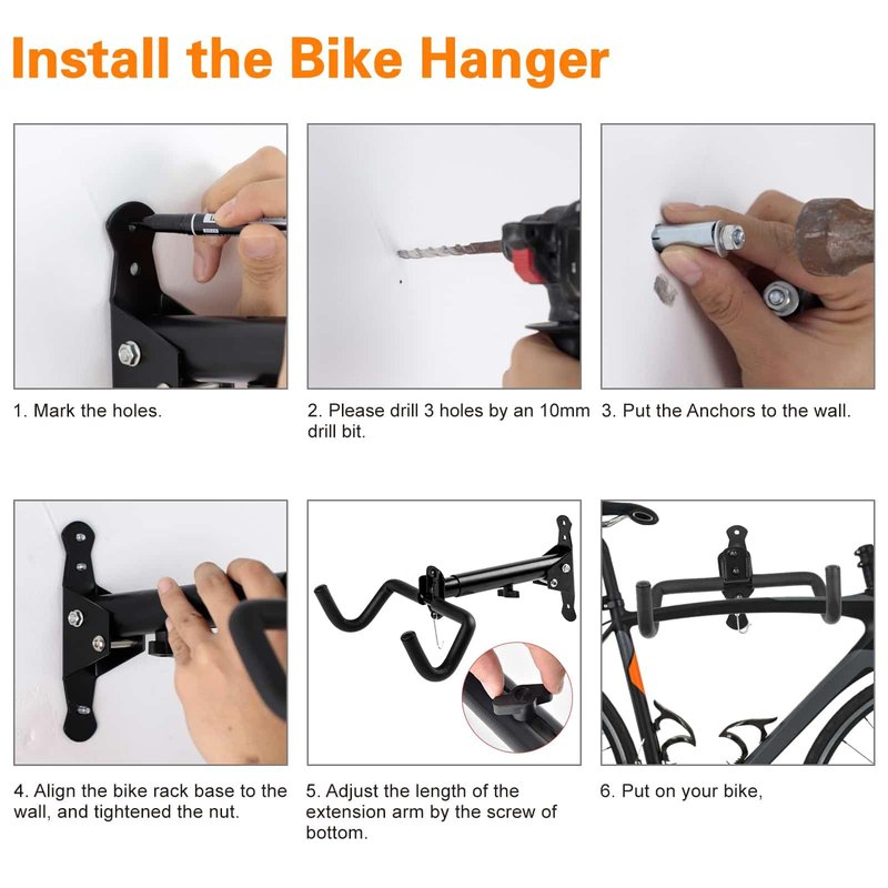 Cyfie Bike Wall Mount, Horizontal Garage Storage Bike Rack Hanger, Indoor Bicycle Holder Hook for Hanging Mountain Road Hybrid Bikes in Apartment Home